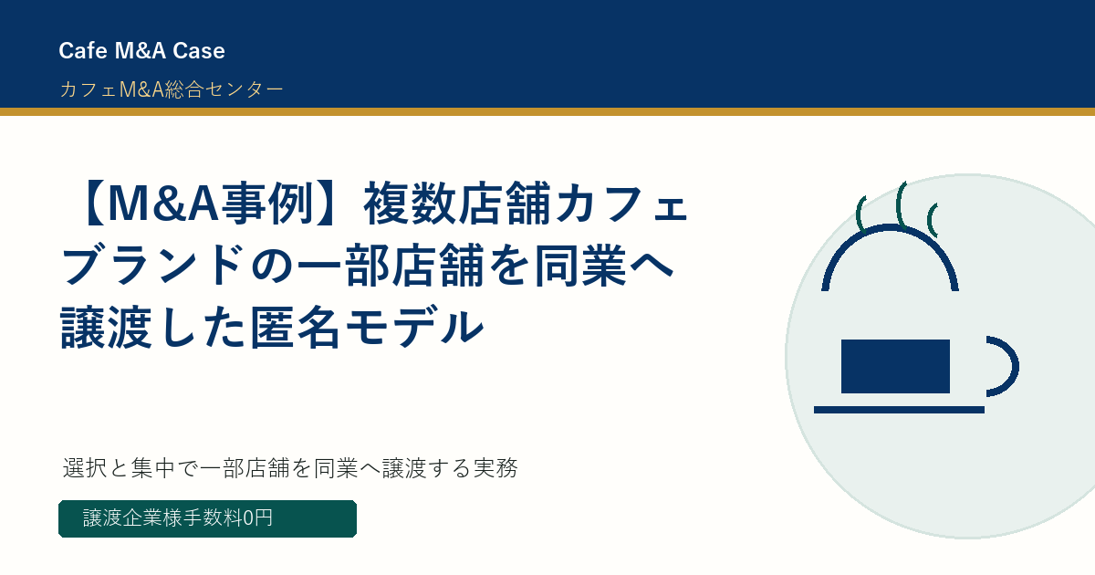 【M&A事例】複数店舗カフェブランドの一部店舗を同業へ譲渡した匿名モデル