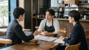 仙台 カフェ M&A（売却・買収・事業承継）を検討するイメージ